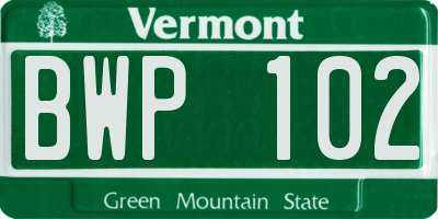 VT license plate BWP102