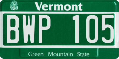 VT license plate BWP105