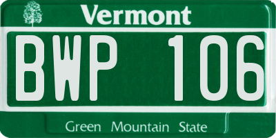 VT license plate BWP106