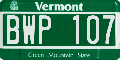 VT license plate BWP107