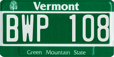 VT license plate BWP108