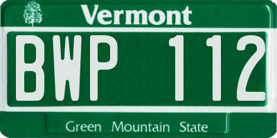 VT license plate BWP112