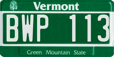 VT license plate BWP113