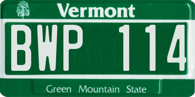 VT license plate BWP114