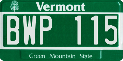 VT license plate BWP115