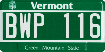 VT license plate BWP116