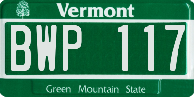 VT license plate BWP117