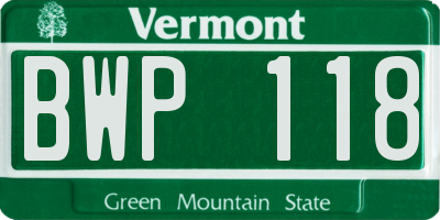 VT license plate BWP118