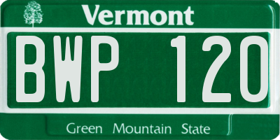 VT license plate BWP120