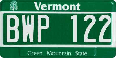 VT license plate BWP122