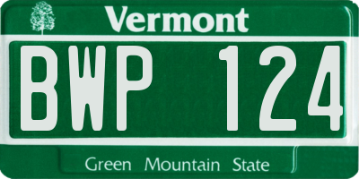 VT license plate BWP124