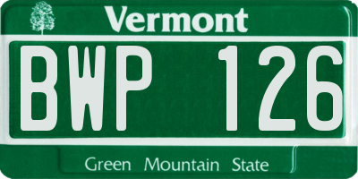 VT license plate BWP126