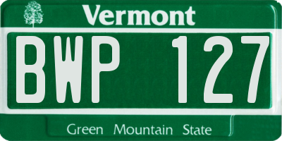 VT license plate BWP127