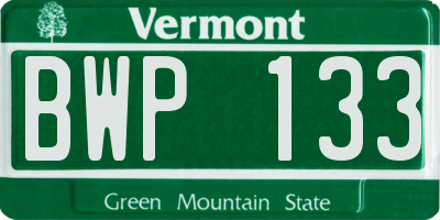 VT license plate BWP133