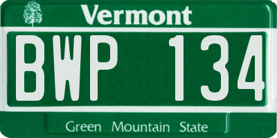 VT license plate BWP134
