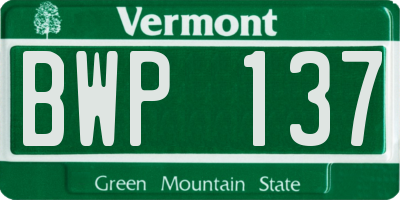 VT license plate BWP137
