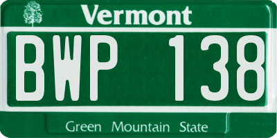 VT license plate BWP138