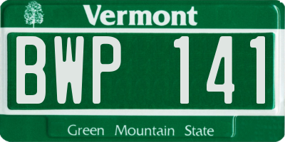 VT license plate BWP141