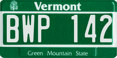 VT license plate BWP142