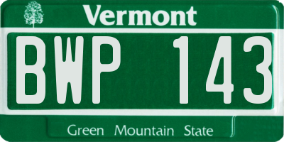VT license plate BWP143