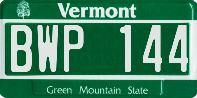 VT license plate BWP144