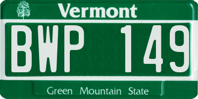 VT license plate BWP149