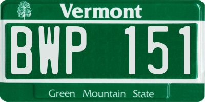 VT license plate BWP151