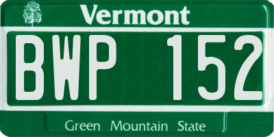 VT license plate BWP152