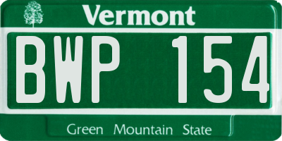 VT license plate BWP154