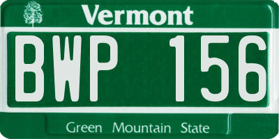 VT license plate BWP156