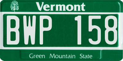 VT license plate BWP158