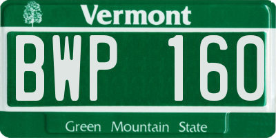 VT license plate BWP160