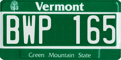 VT license plate BWP165