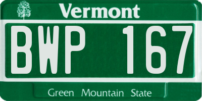 VT license plate BWP167