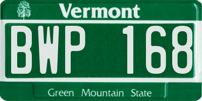 VT license plate BWP168