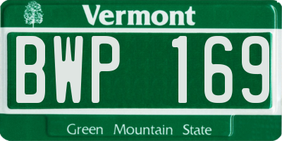 VT license plate BWP169
