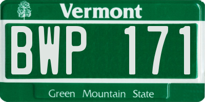 VT license plate BWP171