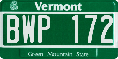 VT license plate BWP172