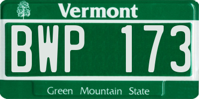 VT license plate BWP173