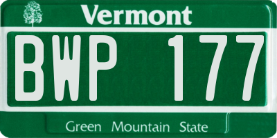 VT license plate BWP177