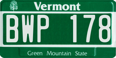 VT license plate BWP178
