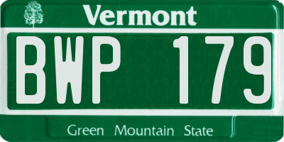 VT license plate BWP179