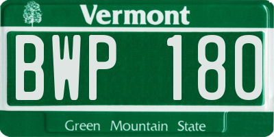VT license plate BWP180