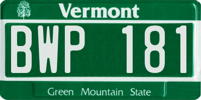 VT license plate BWP181