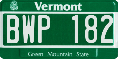 VT license plate BWP182
