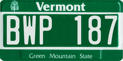 VT license plate BWP187