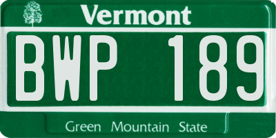 VT license plate BWP189