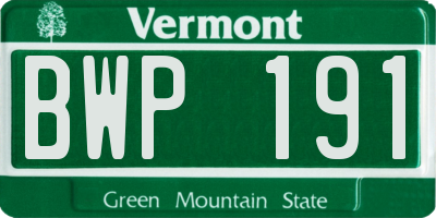 VT license plate BWP191
