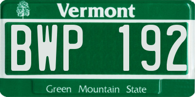 VT license plate BWP192