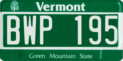 VT license plate BWP195